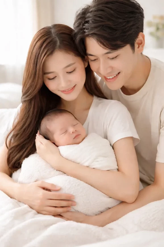 ครอบครัว พ่อ แม่ กับเด็กแรกเกิด ออกแบบชื่อมงคลเด็กแรกเกิด
